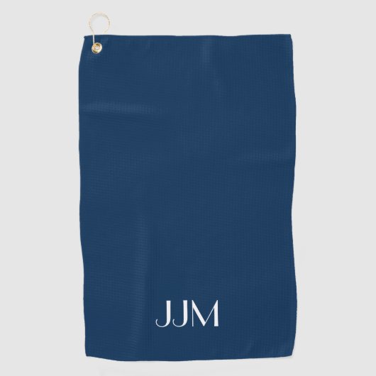 White Monogram on Navy Blue Golfhandtuch (Vorderseite)