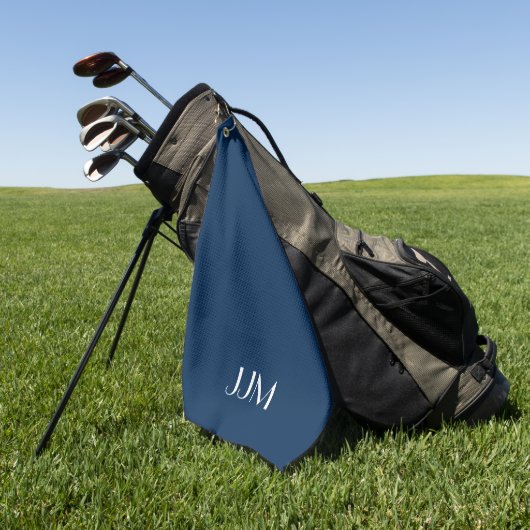 White Monogram on Navy Blue Golfhandtuch (Gras)