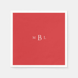 White Monogram Red Wedding Napkins Serviette