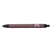 White Monogram und Name on Dusty Burgundy Kugelschreiber (Vorderseite)