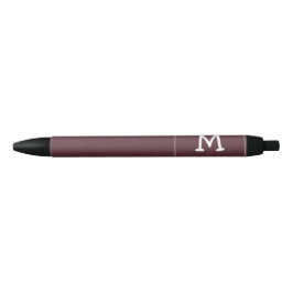 White Monogram und Name on Dusty Burgundy Kugelschreiber
