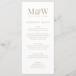 White Monogram Wedding Menükarte