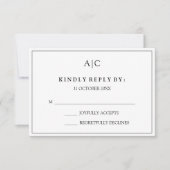 White Monogram Wedding RSVP Card Karte (Vorderseite)