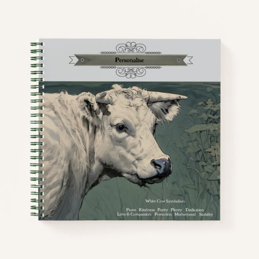 White Moo Cow Symbolismus Niedlich Grau Personal J Notizblock (Vorderseite)