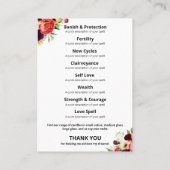 White Moon Crystal Zauber Jar Kit Visitenkarte (Rückseite)