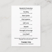 White Moon Moth Spell Jar Kit Visitenkarte (Rückseite)