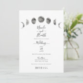 White Moon Phases Watercolor Minimal Wedding Einladung (Stehend Vorderseite)