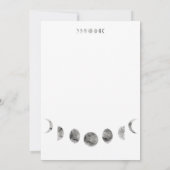 White Moon Phases Watercolor Minimal Wedding Einladung (Rückseite)