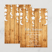 White Moon & Stars Oak Wood Baby Dusche