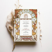 White Morning Glories & Orange Lilies Wedding Einladung