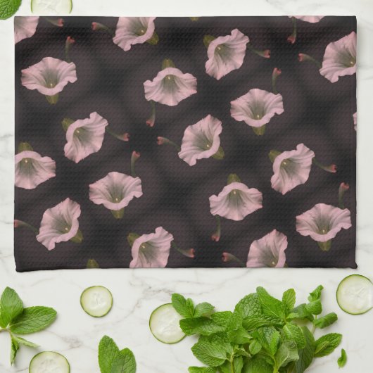 White Morning Glory Blume Nah Up Pattern Geschirrtuch (Gefaltet)