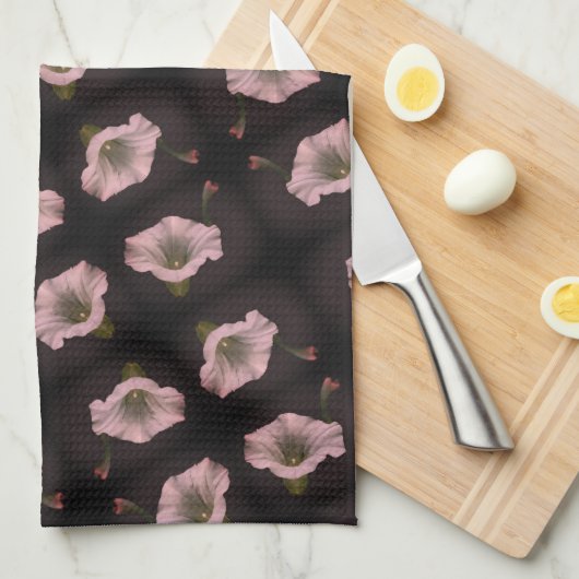 White Morning Glory Blume Nah Up Pattern Geschirrtuch (Viertel Falte)