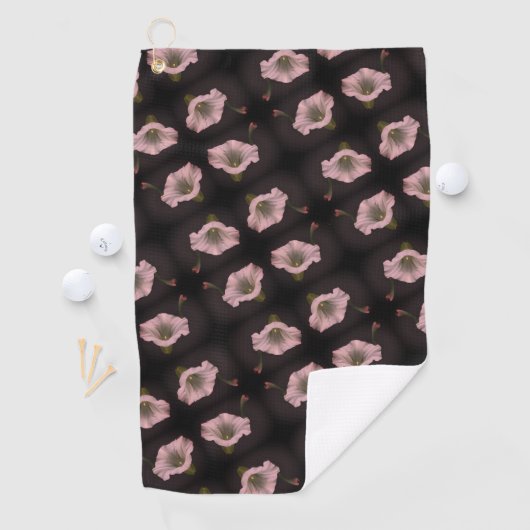 White Morning Glory Blume Nah Up Pattern Golfhandtuch (Insitu)