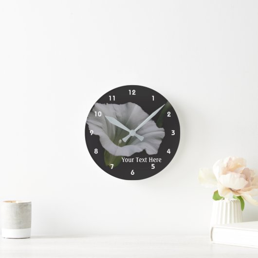 White Morning Glory Flower Runde Wanduhr (Zuhause)