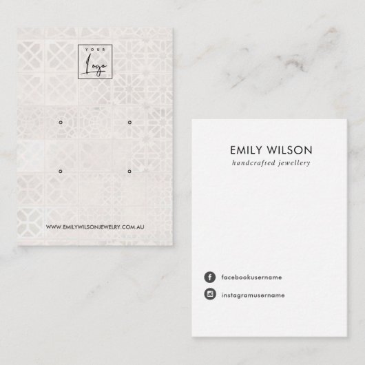 WHITE MOROCCAN TILE TEXTURE 2 STUDIERENDE ANMELDUN VISITENKARTE (Vorne/Hinten)