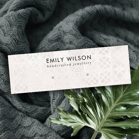 WHITE MOROCCAN TILE TEXTURE STUD EARRING DISPLAPLA MINI VISITENKARTE