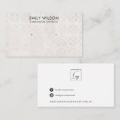 WHITE MOROCCAN TILE TEXTURE STUD EARRING DISPLAY VISITENKARTE (Vorne/Hinten)