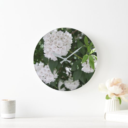 White Mountain Laurel Star Shaped Blume Große Wanduhr (Zuhause)