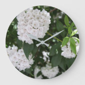 White Mountain Laurel Star Shaped Blume Große Wanduhr (Vorderseite)