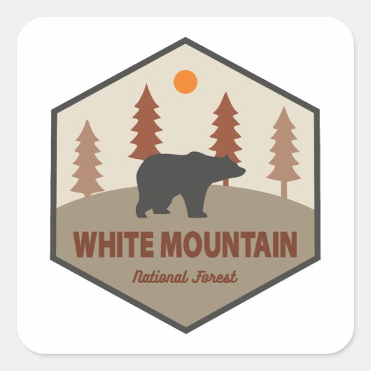 White Mountain National Forest Bear Quadratischer Aufkleber (Vorderseite)