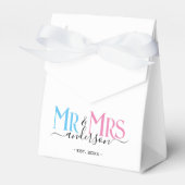 White Mr & Mrs Newlywed Gastgeschenk Hochzeit Dank Geschenkschachtel (Vorderseite)