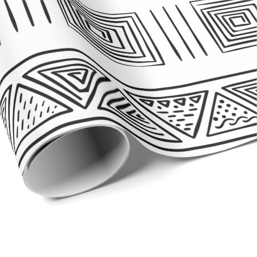 White Mudcloth Style Tribal Modern Geometric Geschenkpapier (Rolleneckpunkt)