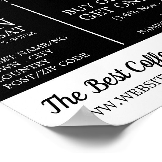 White Mug, Barista, Café, Coffeehouse Advertising Poster (Ecke)