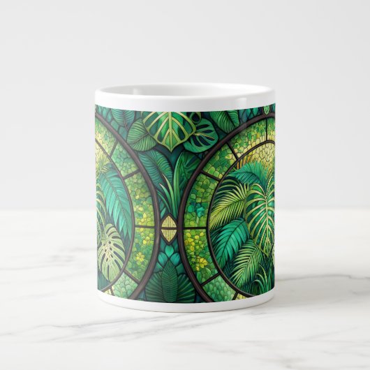 White mug featuring a vibrant, intricate pattern  Jumbo-Tasse (Vorderseite)