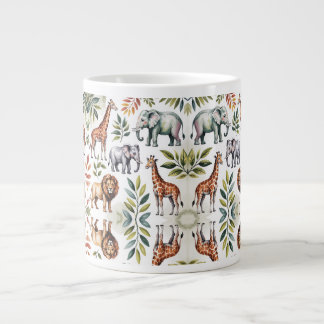 White mug featuring a vibrant jungle animal  Jumbo-Tasse