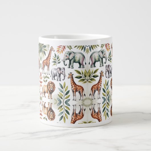 White mug featuring a vibrant jungle animal Jumbo-Tasse (Vorderseite)