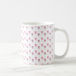  White Mug – Small Pink Hollow Hearts Pattern Kaffeetasse
