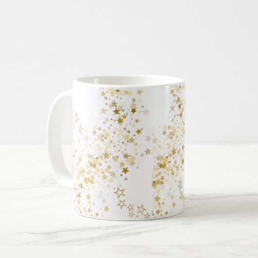White Mug with golden stars Kaffeetasse (Vorderseite Links)