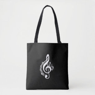 White Music G Clef auf Black Tasche