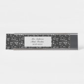 White music notes on black background schreibtischnamensplakette (Vorderseite )