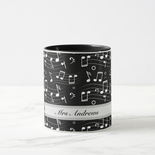 White music notes on black background  tasse (Zentrum)