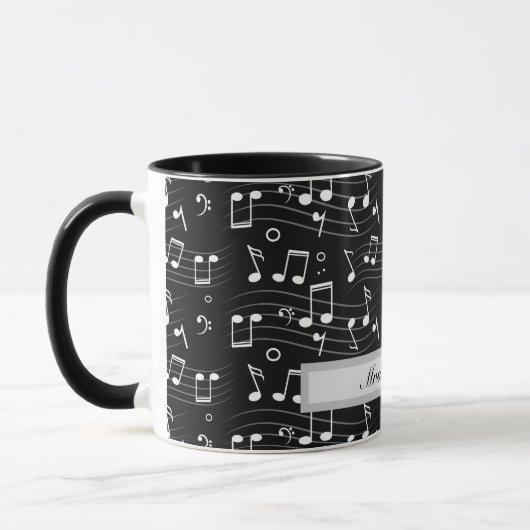 White music notes on black background  tasse (Links)
