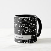 White music notes on black background  tasse (VorderseiteRechts)