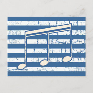 white musical note on stripes postkarte