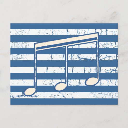 white musical note on stripes postkarte (Vorderseite)