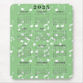 White Musical Notes 2025 Calendar Mousepad (Vorne)