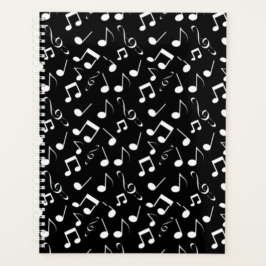 White Musical Notes Design Wochen-/Monatsplaner Planer (Vorderseite)