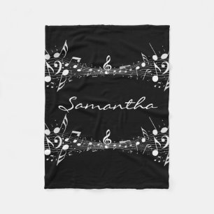 White Musical Notes Doppeldesign Fleece Blanket