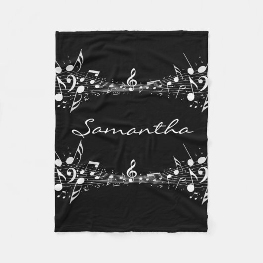 White Musical Notes Doppeldesign Fleece Blanket (Vorderseite)