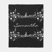 White Musical Notes Doppeldesign Fleece Blanket (Vorderseite)