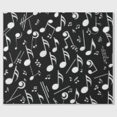 White Musick Notes auf Black Geschenkpapier (Flach)