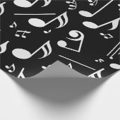 White Musick Notes auf Black Geschenkpapier (Ecke)