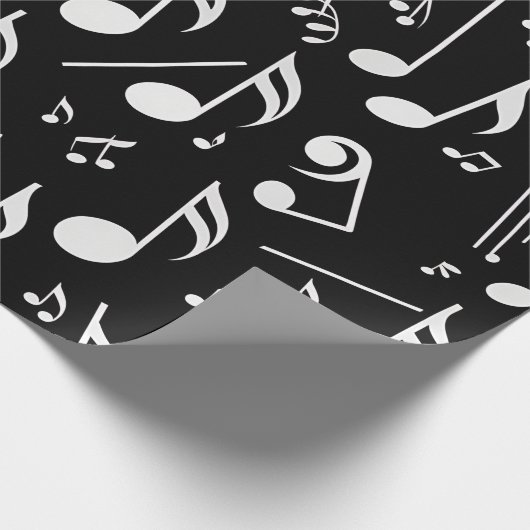 White Musick Notes auf Black Geschenkpapier (Ecke)