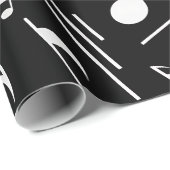 White Musick Notes auf Black Geschenkpapier (Rolleneckpunkt)