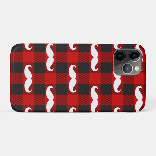 White Mustache Buffalo Kariert Black and Red Case-Mate iPhone Hülle (Rückseite (Horizontal))