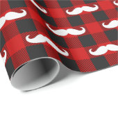 White Mustache Buffalo Kariert Black and Red Geschenkpapier (Rolleneckpunkt)